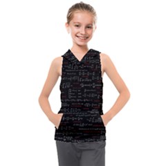 Black Background With Text Overlay Digital Art Mathematics Kids  Sleeveless Hoodie by Jancukart