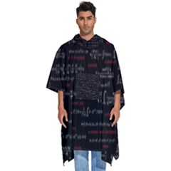 Black Background With Text Overlay Digital Art Mathematics Men s Hooded Rain Ponchos