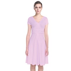 Pig Pink	 - 	short Sleeve Front Wrap Dress by ColorfulDresses