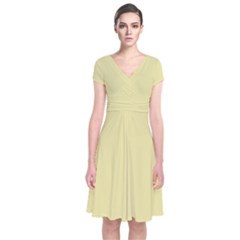 Yellow Iris	 - 	short Sleeve Front Wrap Dress by ColorfulDresses