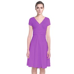 Medium Orchid	 - 	short Sleeve Front Wrap Dress by ColorfulDresses