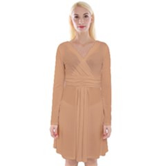 Brown Sugar	 - 	long Sleeve Front Wrap Dress