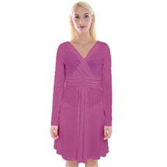 Bashful Pink	 - 	long Sleeve Front Wrap Dress