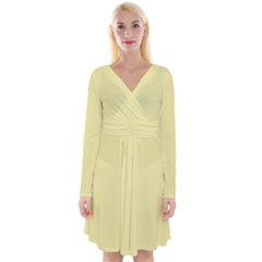 Banana Yellow	 - 	long Sleeve Front Wrap Dress by ColorfulDresses