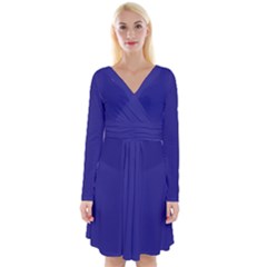 Picotee Blue	 - 	long Sleeve Front Wrap Dress by ColorfulDresses