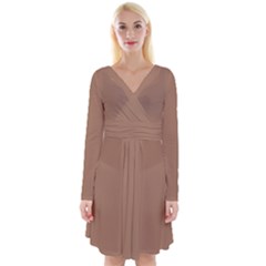 French Beige	 - 	long Sleeve Front Wrap Dress by ColorfulDresses