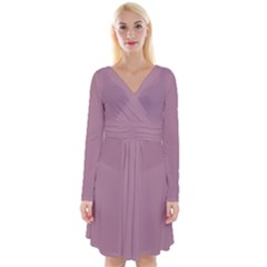 English Lavender Purple	 - 	long Sleeve Front Wrap Dress