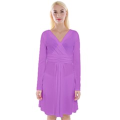 French Mauve Purple	 - 	long Sleeve Front Wrap Dress by ColorfulDresses