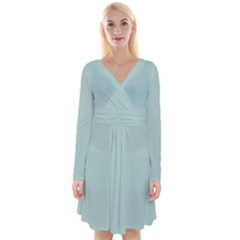 Pistachio Green	 - 	long Sleeve Front Wrap Dress