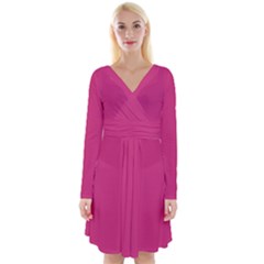 Pink Yarrow	 - 	long Sleeve Front Wrap Dress