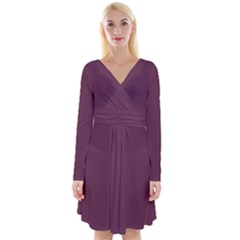 Old Mauve Purple	 - 	long Sleeve Front Wrap Dress by ColorfulDresses