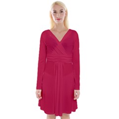 Flag Red	 - 	long Sleeve Front Wrap Dress by ColorfulDresses