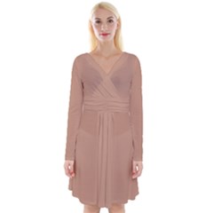 Toast Brown	 - 	long Sleeve Front Wrap Dress by ColorfulDresses