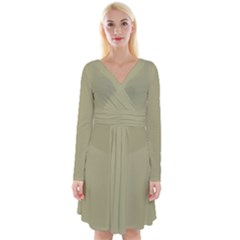 Weeping Willow Green	 - 	long Sleeve Front Wrap Dress by ColorfulDresses