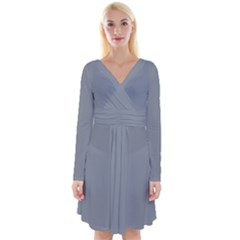 Tradewinds Grey	 - 	long Sleeve Front Wrap Dress