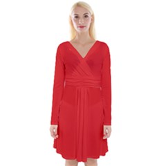 Love Red	 - 	long Sleeve Front Wrap Dress by ColorfulDresses