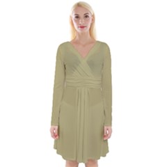 Misty Gold	 - 	long Sleeve Front Wrap Dress