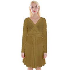 Mode Beige	 - 	long Sleeve Front Wrap Dress by ColorfulDresses