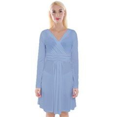 Cashmere Blue	 - 	long Sleeve Front Wrap Dress by ColorfulDresses