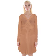 Persian Brown	 - 	long Sleeve Front Wrap Dress by ColorfulDresses