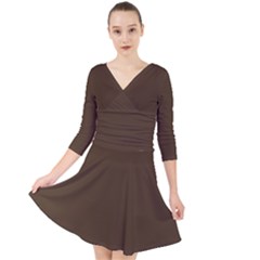 Cafe Noir Brown	 - 	quarter Sleeve Front Wrap Dress by ColorfulDresses