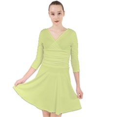 Key Lime Yellow	 - 	quarter Sleeve Front Wrap Dress by ColorfulDresses