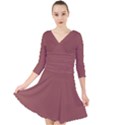 Marsala Brown	 - 	Quarter Sleeve Front Wrap Dress View1