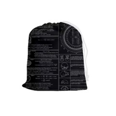 Black Background With Text Overlay Mathematics Trigonometry Drawstring Pouch (large)