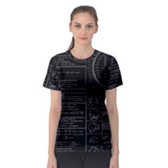 Black Background With Text Overlay Mathematics Trigonometry Women s Sport Mesh Tee