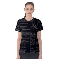 Black Background With Text Overlay Mathematics Trigonometry Women s Cotton Tee