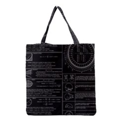 Black Background With Text Overlay Mathematics Trigonometry Grocery Tote Bag