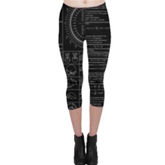 Black Background With Text Overlay Mathematics Trigonometry Capri Leggings  by Jancukart