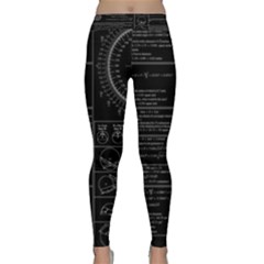 Black Background With Text Overlay Mathematics Trigonometry Classic Yoga Leggings by Jancukart