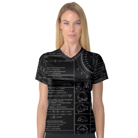 Black Background With Text Overlay Mathematics Trigonometry V-neck Sport Mesh Tee by Jancukart