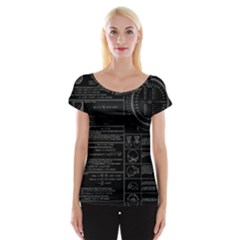 Black Background With Text Overlay Mathematics Trigonometry Cap Sleeve Top