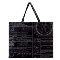 Black Background With Text Overlay Mathematics Trigonometry Zipper Large Tote Bag