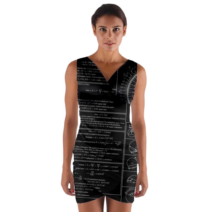 Black Background With Text Overlay Mathematics Trigonometry Wrap Front Bodycon Dress