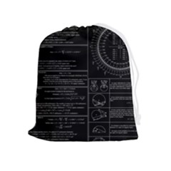 Black Background With Text Overlay Mathematics Trigonometry Drawstring Pouch (xl) by Jancukart