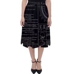 Black Background With Text Overlay Mathematics Trigonometry Classic Midi Skirt by Jancukart