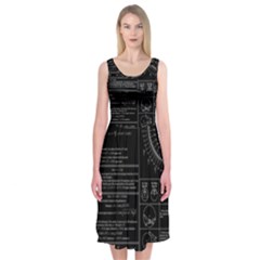 Black Background With Text Overlay Mathematics Trigonometry Midi Sleeveless Dress