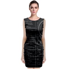 Black Background With Text Overlay Mathematics Trigonometry Classic Sleeveless Midi Dress