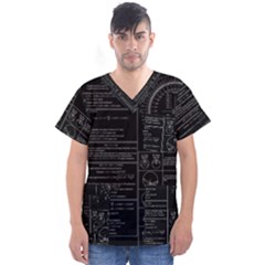 Black Background With Text Overlay Mathematics Trigonometry Men s V-neck Scrub Top