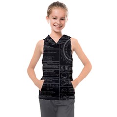 Black Background With Text Overlay Mathematics Trigonometry Kids  Sleeveless Hoodie by Jancukart