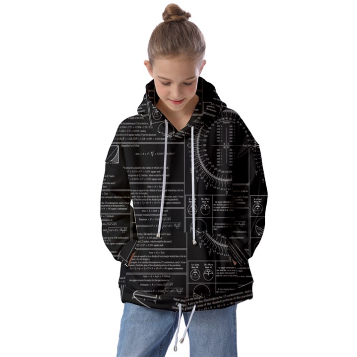 Black Background With Text Overlay Mathematics Trigonometry Kids  Oversized Hoodie