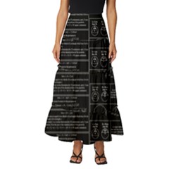 Black Background With Text Overlay Mathematics Trigonometry Tiered Ruffle Maxi Skirt by Jancukart