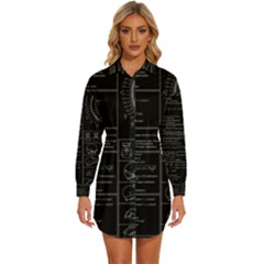 Black Background With Text Overlay Mathematics Trigonometry Womens Long Sleeve Shirt Dress