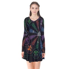 Zodiac Geek Long Sleeve V-neck Flare Dress