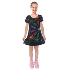 Zodiac Geek Kids  Short Sleeve Velvet Dress