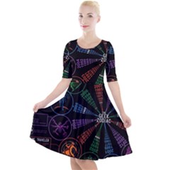 Zodiac Geek Quarter Sleeve A-line Dress by Jancukart