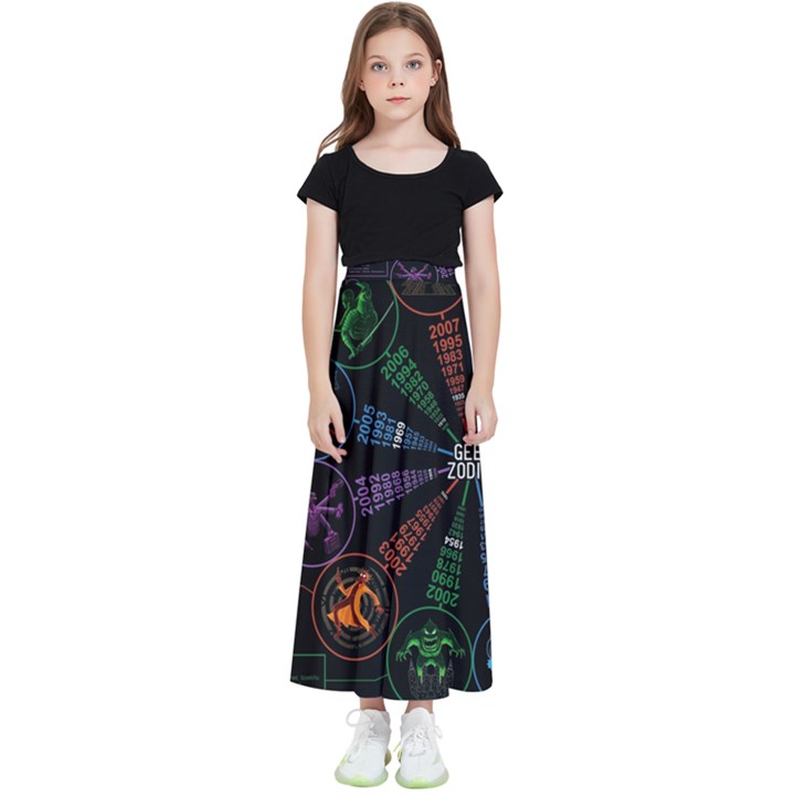 Zodiac Geek Kids  Flared Maxi Skirt